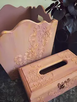 سطل و جادستمال چوبی پتینه کد 102470