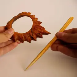 گیره مو دوتایی دستساز چوبی طرح برگ گیلاس کد 102450