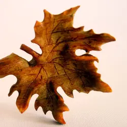 گیره مو تکی دستساز چوبی طرح برگ افرا پاییزی کد 102447