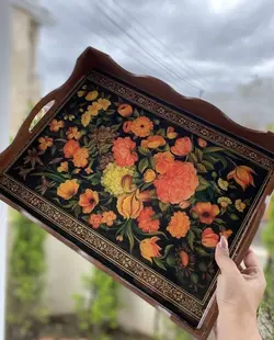 سینی چوبی با رویه شفاف رزین کد 102170