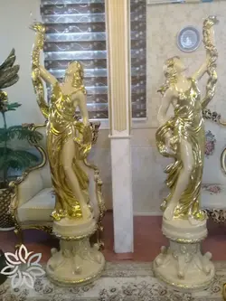 مجسمه کنار سالنی فایبرگلاس آبکاری طلا کد 101928