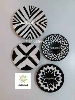 ست بشقاب دیوارکوب سفالی سیاه و سفید کد 101701