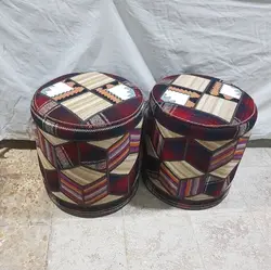 پاف سنتی گرد دستبافت تکه دوزی گلیم و جاجیم کد 101712