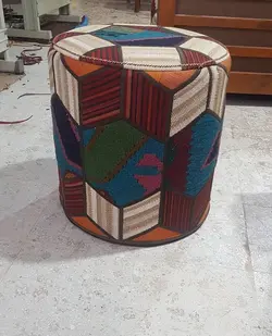 پاف سنتی گرد دستبافت تکه دوزی گلیم و جاجیم کد 101712
