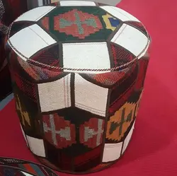 پاف سنتی گرد دستبافت تکه دوزی گلیم و جاجیم کد 101712
