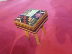 پاف سنتی پایه چوبی دستبافت تکه دوزی گلیم و جاجیم کد 101709