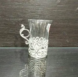 لیوان قهوه خوری دسته دار ترکیب کریستال و نقره نما 6 عدد کد 102230