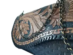 کیف مجلسی دستی چرم زنانه حکاکی شده کد 101463