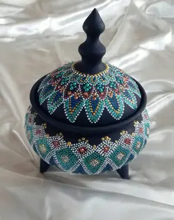 شکلات خوری سه پایه نقطه کوبی سفالی کد 101416