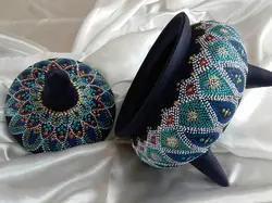 شکلات خوری سه پایه نقطه کوبی سفالی کد 101416