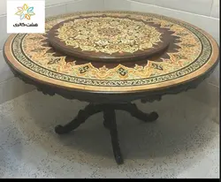 میز غذا خوری معرق منبت چوب گردون 6 نفره کد 101371