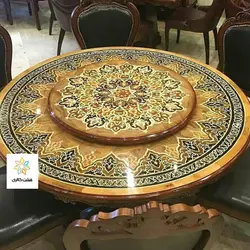 میز غذا خوری معرق منبت چوب گردون 6 نفره کد 101371