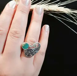 انگشتر نقره با سنگ فیروزه نیشابور اصل کد 101134