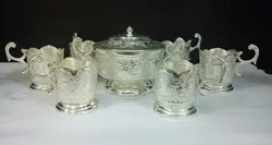 گالش چایخوری نقره نما 6 عدد با قندان کد 101056