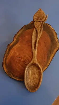 قاشق چوبی طرح گل شیپوری کد 10984
