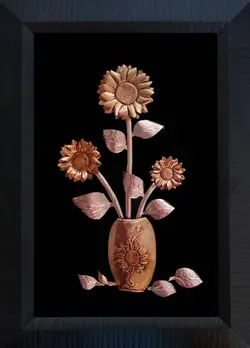 تابلو معرق مسی طرح آفتابگردان کد 10428