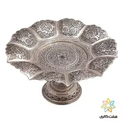 شیرینی خوری گرد کعب دار نقره نما کد 10392