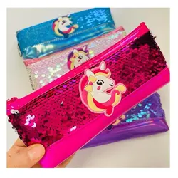 جامدادی پولکی طرح اسب تک شاخ مدل هولگرامی