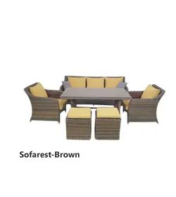 ست مبلمان 7 نفره سوفارست قهوه‌ای باغ چین