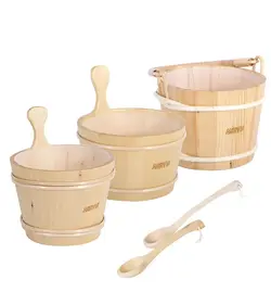 سطل و ملاقه چوبی سونا خشک هارویا مدل SAC10003