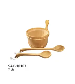 سطل 7 لیتری و ملاقه چوبی سونا خشک ایمکس