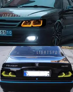 ست چراغ جلو و عقب اسپرت پژو پارس مدل یو گلس زرد کوروت مولتی