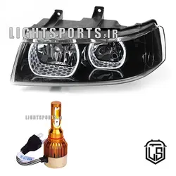 چراغ جلو اسپرت سمند طرح گلسU سفید+ هدلایت d5