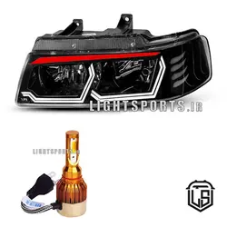 چراغ جلو اسپرت سمند طرح هگزا ابرو قرمز + هدلایت d5