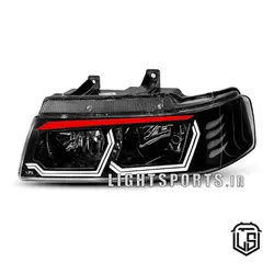 چراغ جلو اسپرت سمند طرح هگزا ابرو قرمز + هدلایت d5