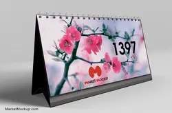 موکاپ تقویم رو میزی لایه باز فوق العاده زیبا با ۲ تقویم و ۵ نمای متفاوت