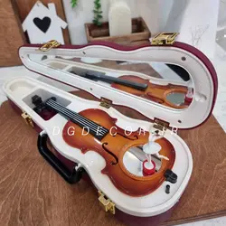 ویولون کوکی موزیکال کیف دار با بالرین رقصان در دو سایز