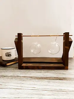 تراریوم گیاهی با پایه چوبی قابل تنظیم