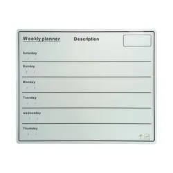 تخته وایت برد شیشه ای مدل Weekly Planner Board سایز 80 × 100 سانتی‌متر