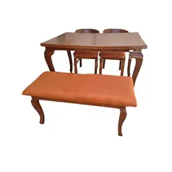 میز و صندلی ناهارخوری چهار نفره با نیمکت کاتن مدل 105633