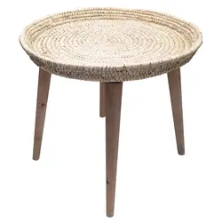 میز عسلی مدل حصیری چهارپایه کاتن مدل 105357