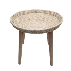 میز عسلی مدل حصیری چهارپایه کاتن مدل 105357