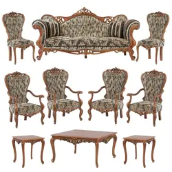 مبل 9 نفره مدل کلاسیک امپراطور کد em230 به همراه میز پذیرایی کاتن مدل 102039