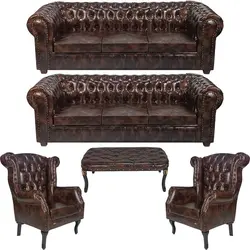 مبل هشت نفره بازرگانی پارسین مدل چستر سزار به همراه میز جلو مبلی کاتن مدل 101911