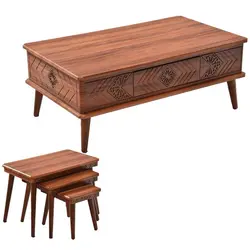 میز پذیرایی میز چوب مدل آیسان مجموعه 4 عددی کاتن مدل 100062