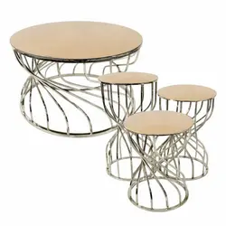 میز پذیرایی مدل ساعت شنی مجموعه 4 عددی کاتن مدل 100043