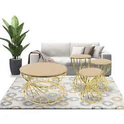 میز پذیرایی مدل ساعت شنی مجموعه 4 عددی کاتن مدل 100043