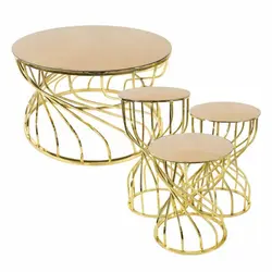 میز پذیرایی مدل ساعت شنی مجموعه 4 عددی کاتن مدل 100043