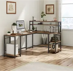 میز کامپیوتر به همراه شلف منزل کاتن مدل 70