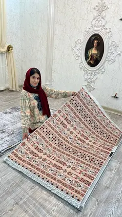 فرشینه ترمزدار کرم و آبی طرح مراکشی - با فیلم زنده