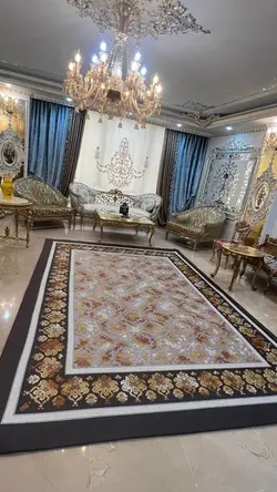 روفرشی کشدار طوسی طلایی طرح گل داماس B۱۵۴۸ - با فیلم زنده