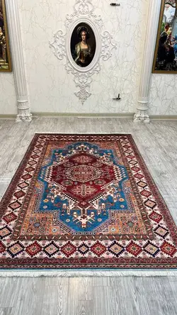 فرشینه ترمزدار لاکی آبی طرح سنتی B۲۰۶۲ - با فیلم زنده