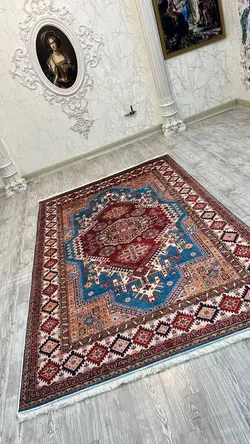 فرشینه ترمزدار لاکی آبی طرح سنتی B۲۰۶۲ - با فیلم زنده