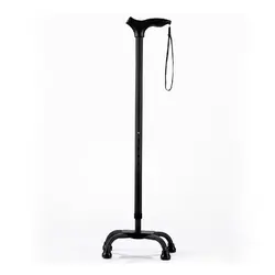 عصا چهارپایه فلزی مشکی ماسه ای دسته PVC برند TESSY