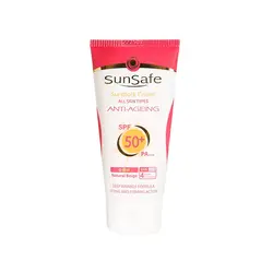 کرم ضد آفتاب و ضد چروک سان سیف مدل SPF 50 مناسب انواع پوست حجم 50 میلی لیتر – بژ طبیعی