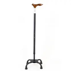 عصا چهارپایه مشکی ماسه ای دسته چوبیTessy